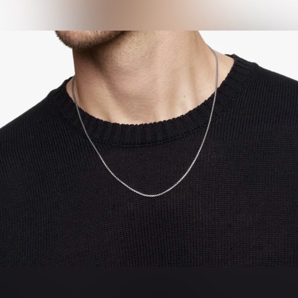 Two Elegant 925 Sterling Silver Box Chain Necklace - Picture 4 of 15